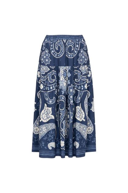 Emelina Print Midi Skirt in Navy