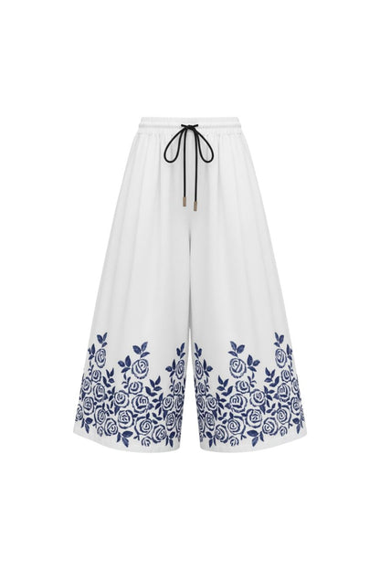 Whisper Pant in White Rose Fence