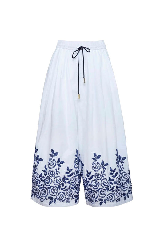 Whisper Pant in White Rose Fence
