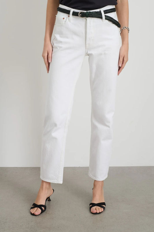 Jane Mid Rise Straight Jean in Shiro White Wash