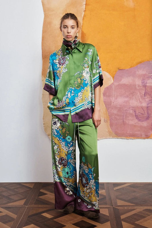 Nanci Silk Pant in Multi