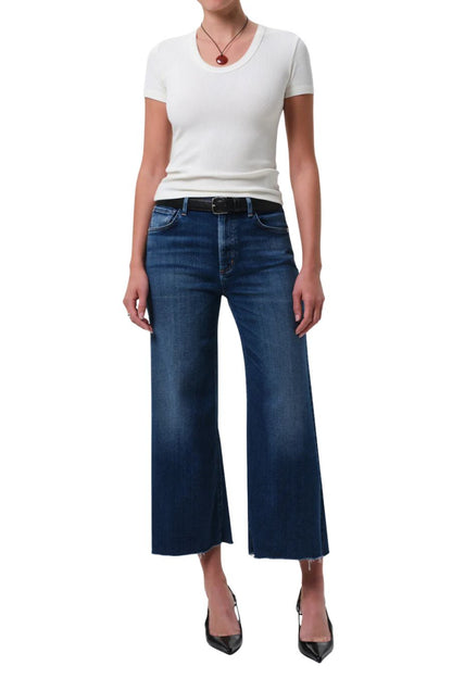 Lyra Wide Leg Crop Raw Hem in Augusta