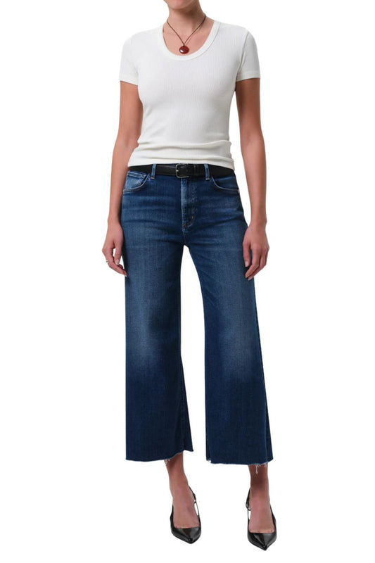 Lyra Wide Leg Crop Raw Hem in Augusta