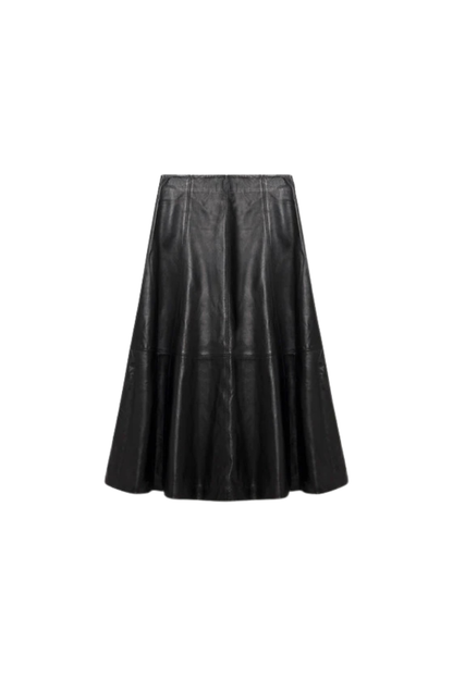 Ryma Leather Midi Skirt in Black