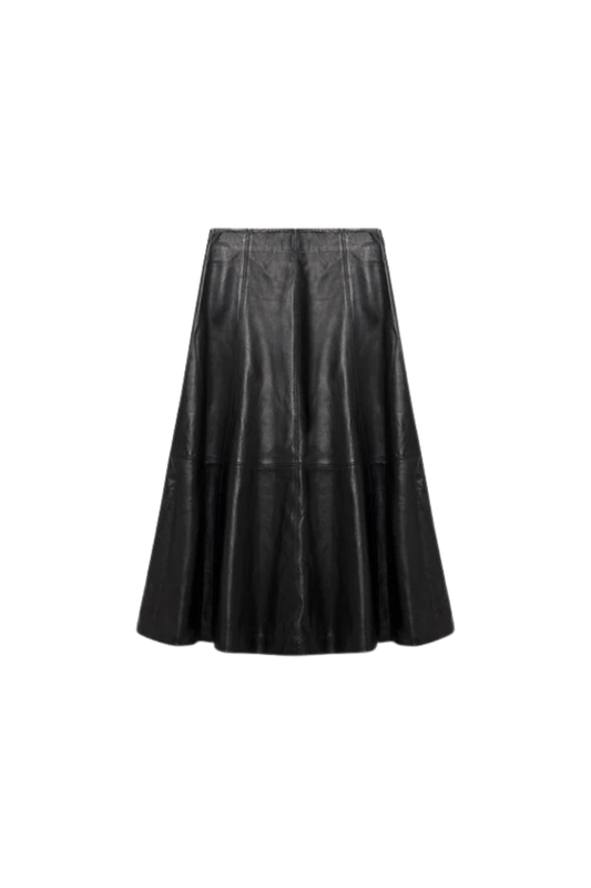 Ryma Leather Midi Skirt in Black