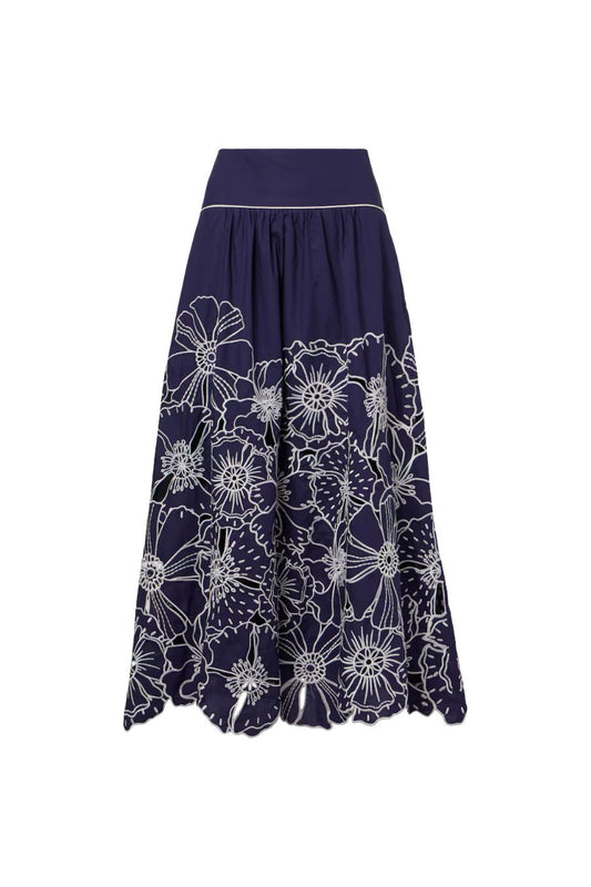Flowers Richelieu Skirt in Blue