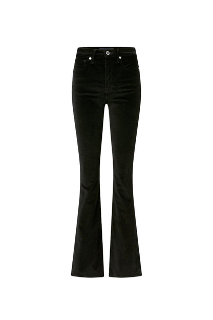 Beverly Velvet Skinny-Flare Pant in Black