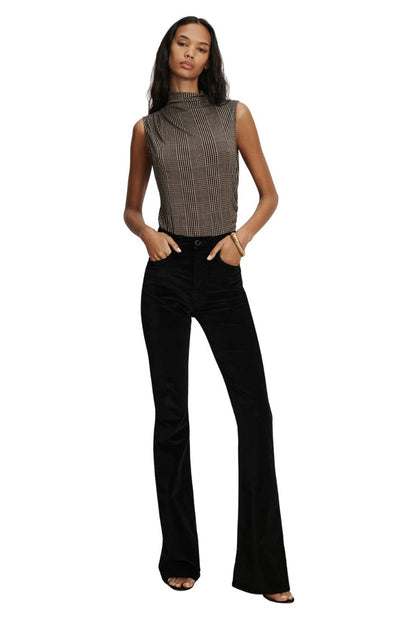 Beverly Velvet Skinny-Flare Pant in Black