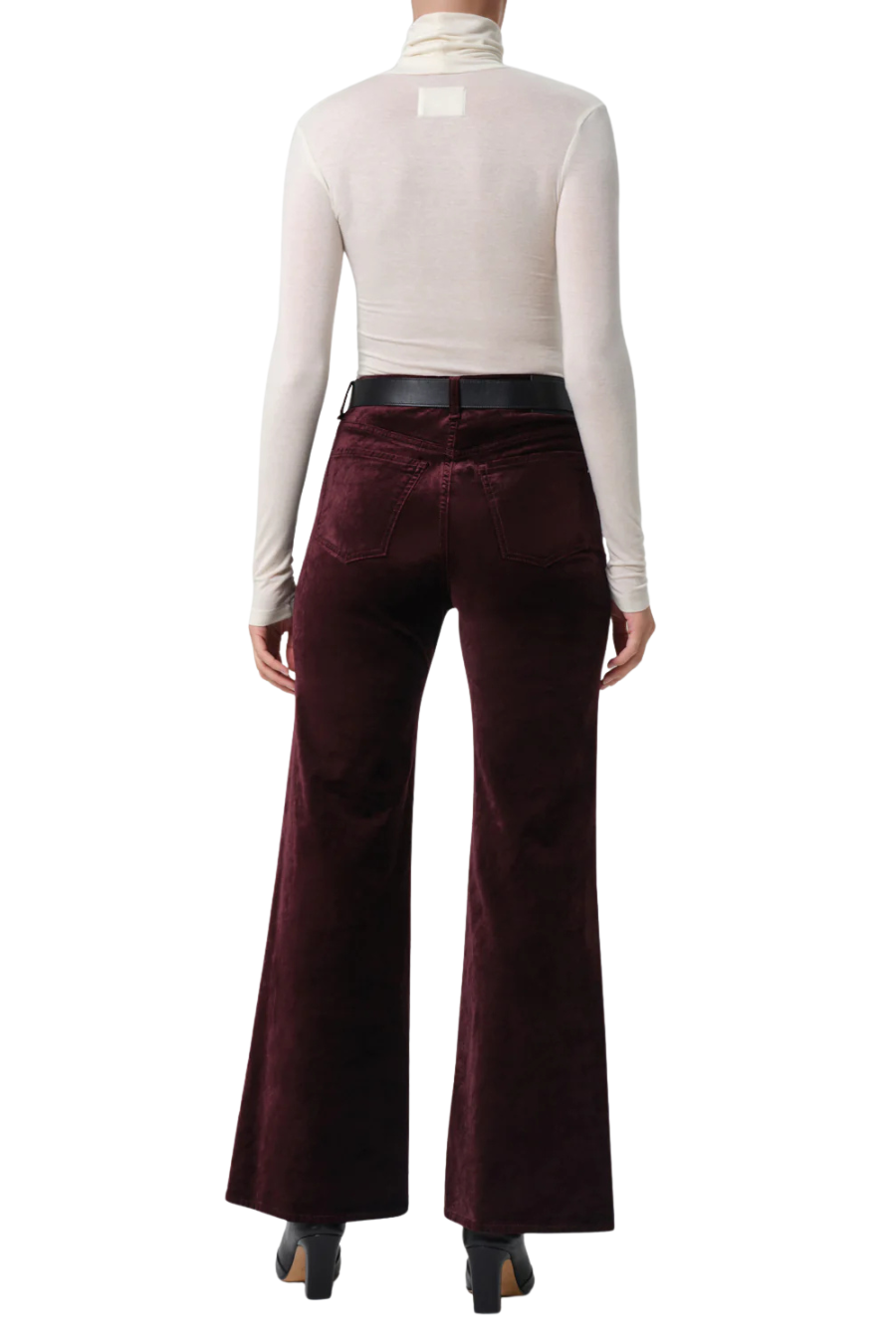 Kimberly 70's Flare Velvet In Burgundy