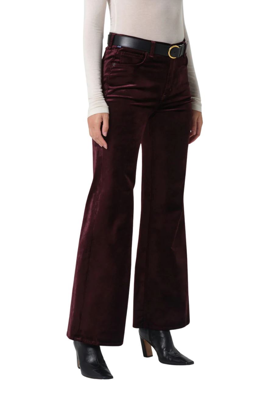 Kimberly 70's Flare Velvet In Burgundy