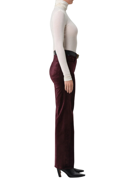 Kimberly 70's Flare Velvet In Burgundy
