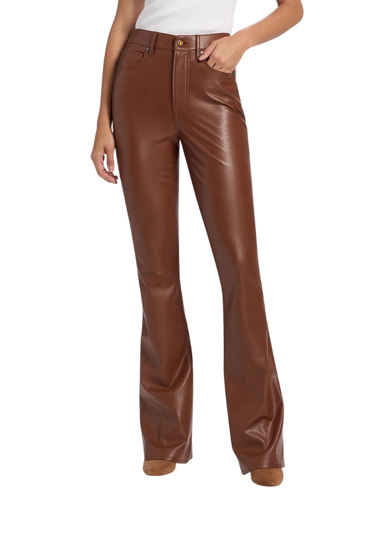 Beverly High-Rise Skinny Flared Pants in Mahogany