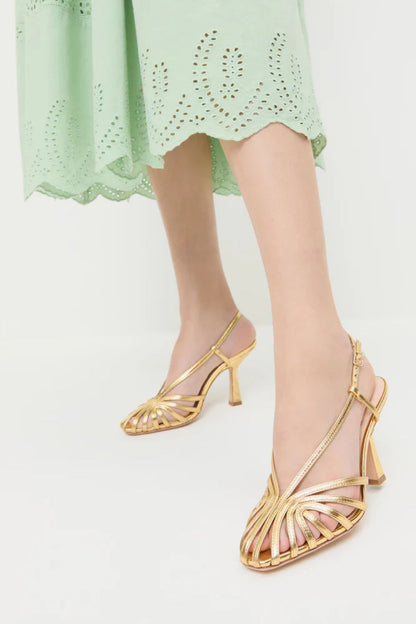Alexandra Gold Slingback Heeled Sandal