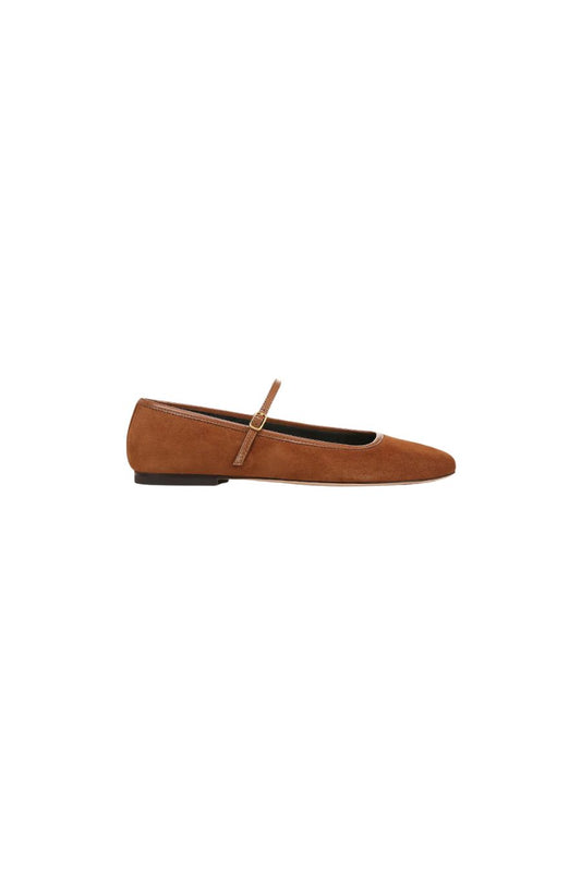Ellie Suede Flat in Caramel