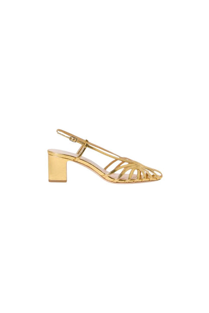 Priscilla Gold Lattice Heeled Sandal
