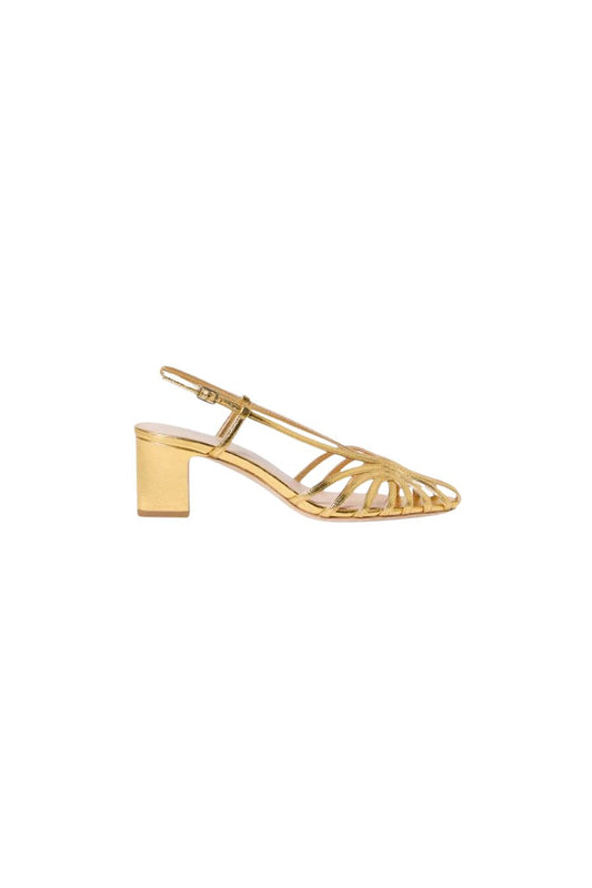 Priscilla Gold Lattice Heeled Sandal