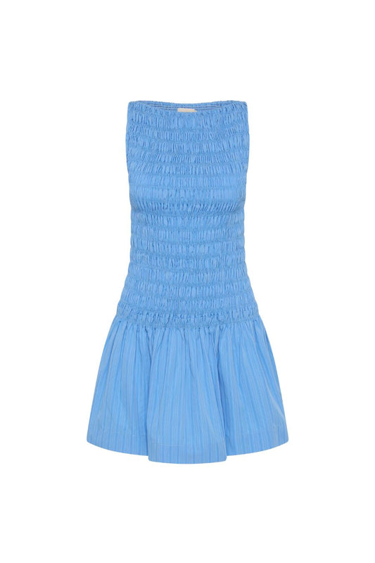Maria Mini Dress Mico Pinstripe Azul