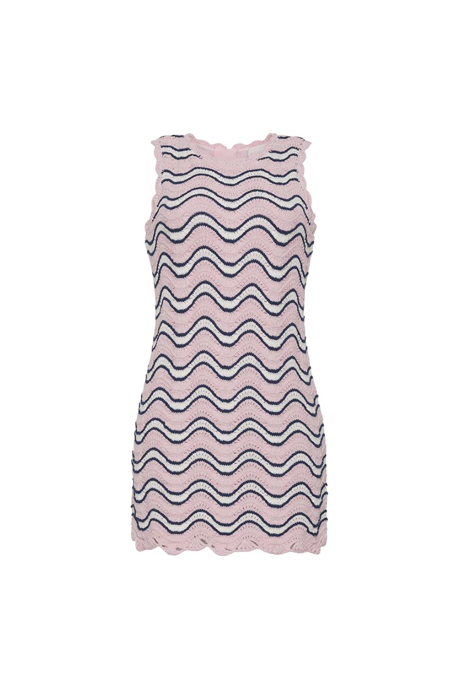 Suzi Mini Dress in Pink & Blue Wavy Stripe