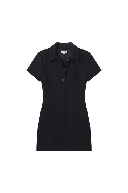 Marcie Cotton Boucle Mini Dress in Deep Navy