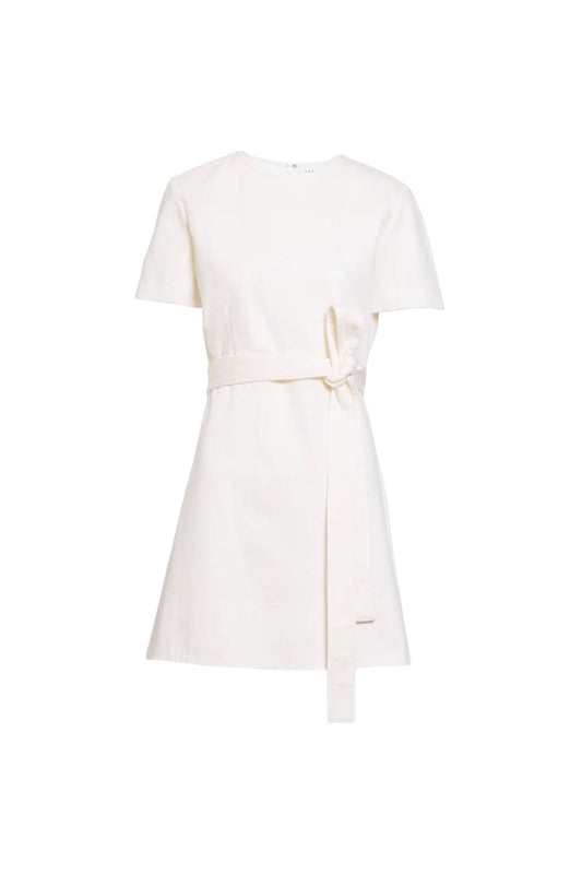 Short Ella Denim Dress in Chalk