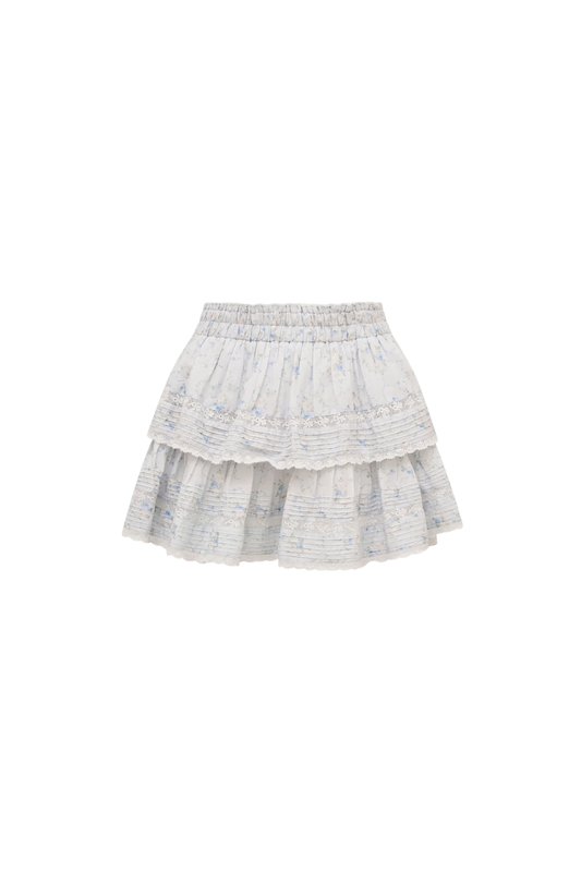 Ruffle Mini Skirt in Snowdrop Blue