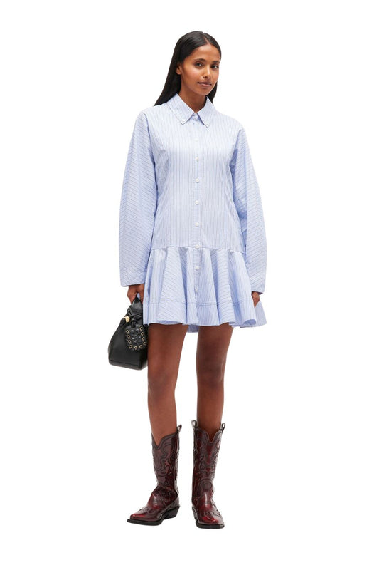 Blue Stripe Shirt Dress in Lavender Lustre