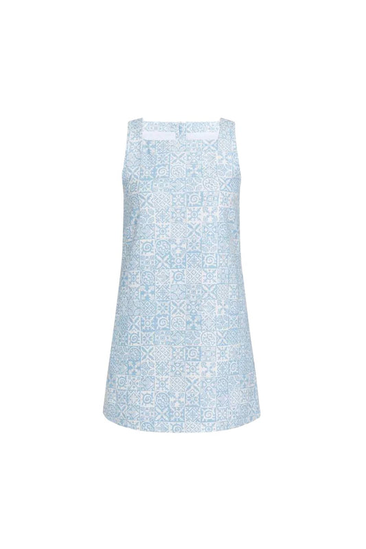 Classic Mini Shift Dress in Blue Check