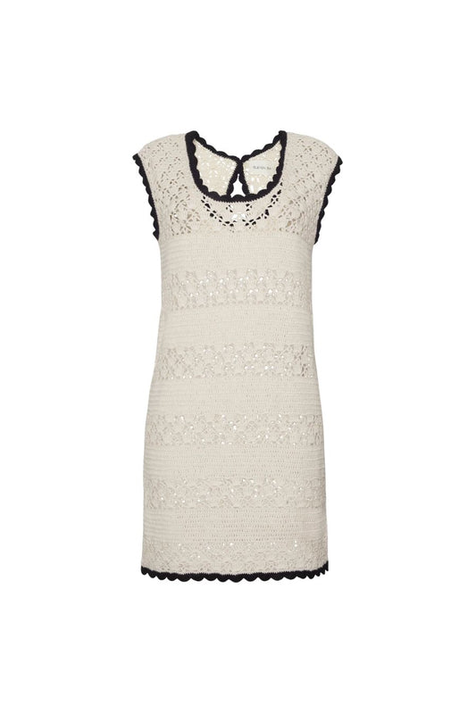 Bella Mini Dress in Ivory/Black Combo