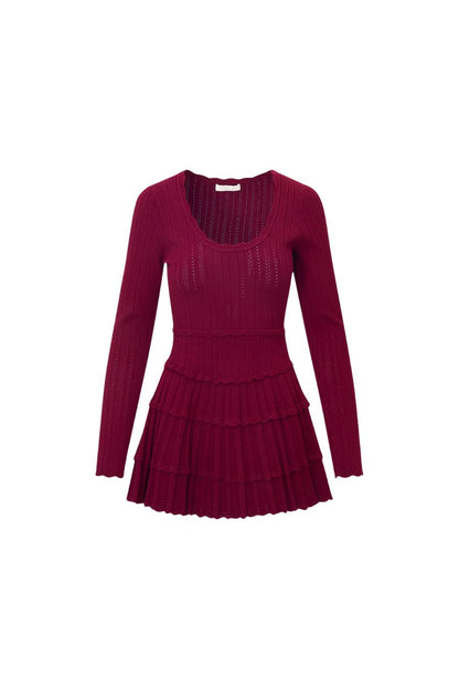 Lavender Stretch Pointelle Mini Dress in Spiced Berry