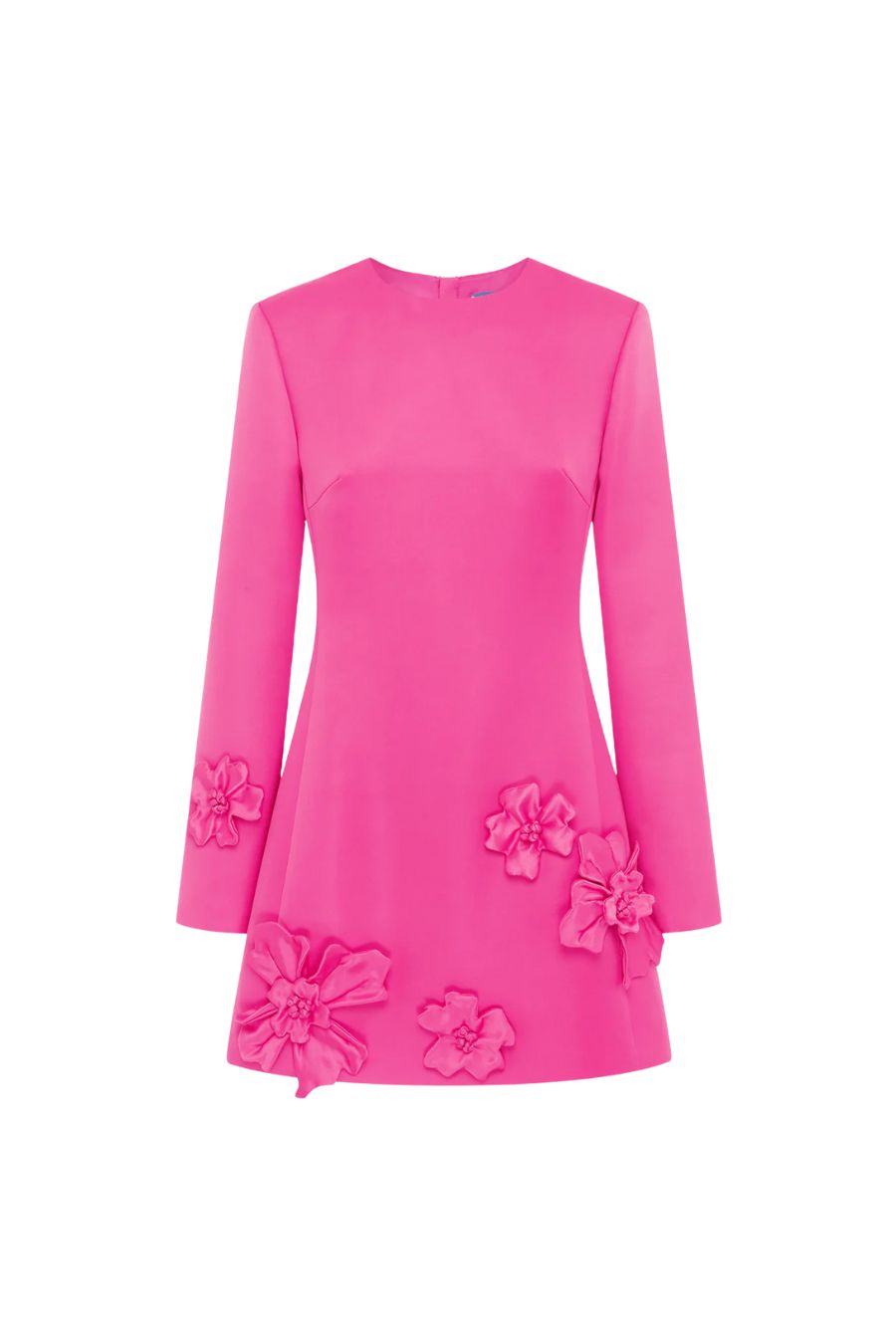 Aliza Long Sleeve Petal Mini Dress in Hot Pink