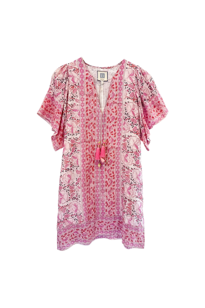 Angel Kaftan Mini in Pink Print