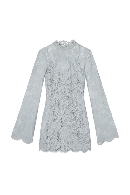 Eden Lace Mini Dress in Slate Blue