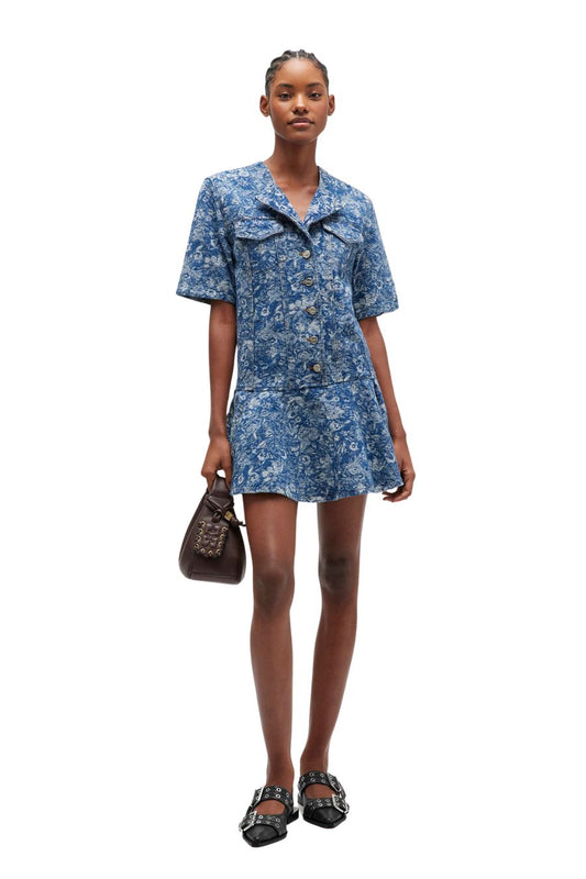 Blue Tapestry Mini Dress