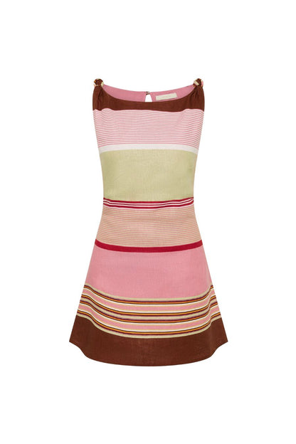 Flor Mini Dress Barragan Stripe Dusty Mauve