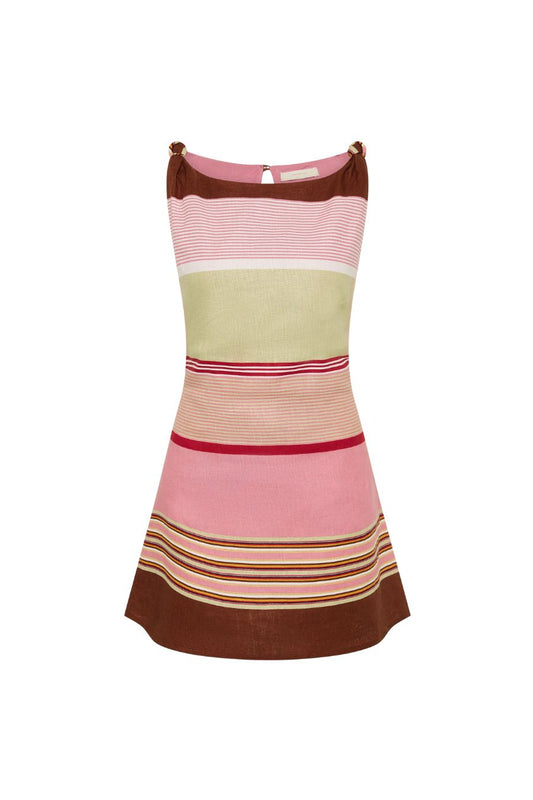 Flor Mini Dress Barragan Stripe Dusty Mauve