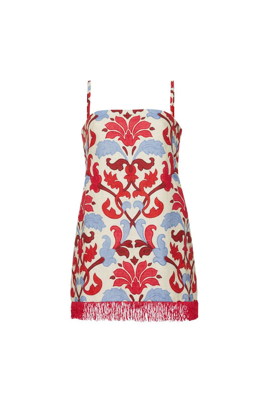 Valencia Mini Dress in Fleur Crest Ivory