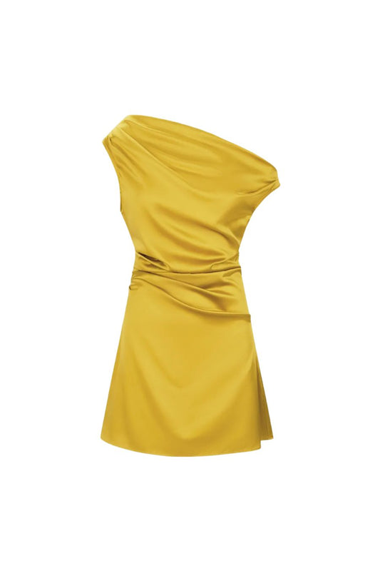 Mini Phare Silk Dress in Turmeric