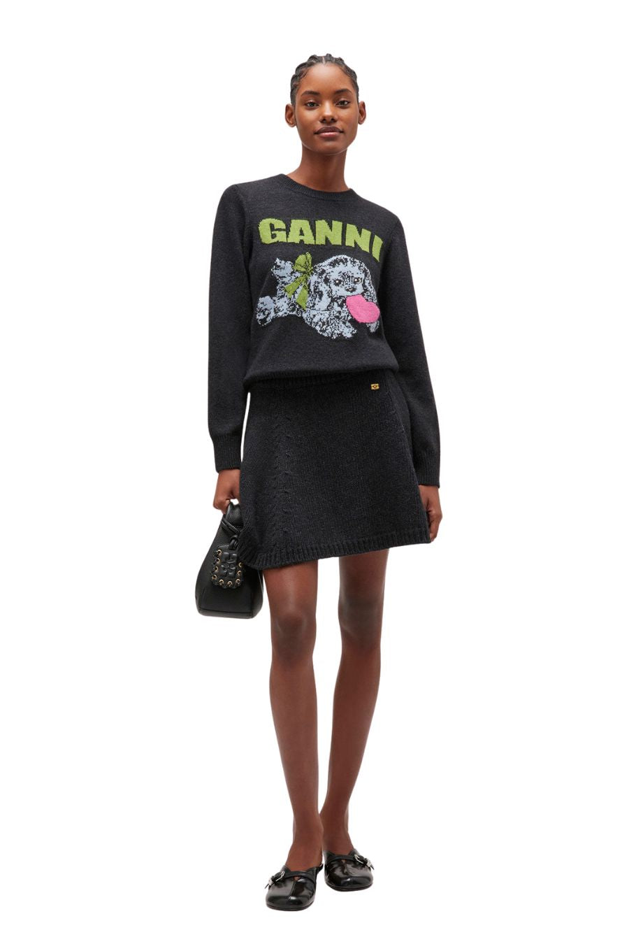 Dark Grey Wool Mini Skirt