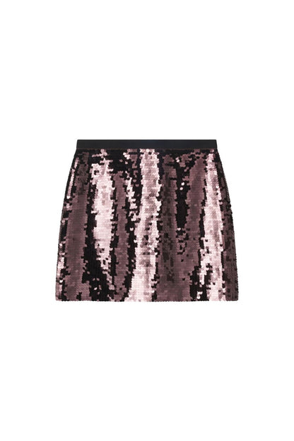Cleo Sequin Mini Skirt in Merlot