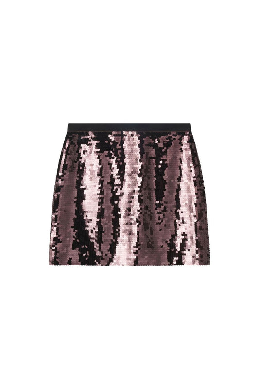 Cleo Sequin Mini Skirt in Merlot