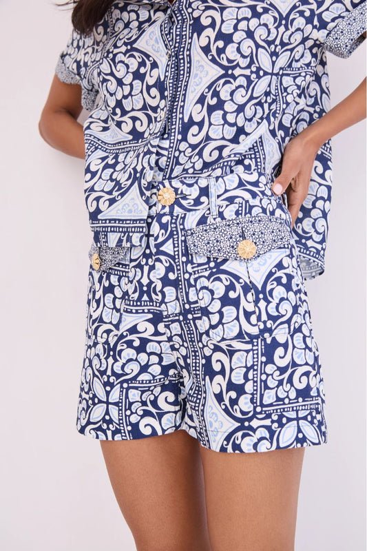 Xenia Short in Hart Tile Navy
