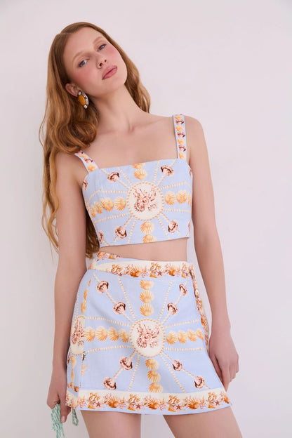 Fischer Skirt in Seashell Stripe Ivory