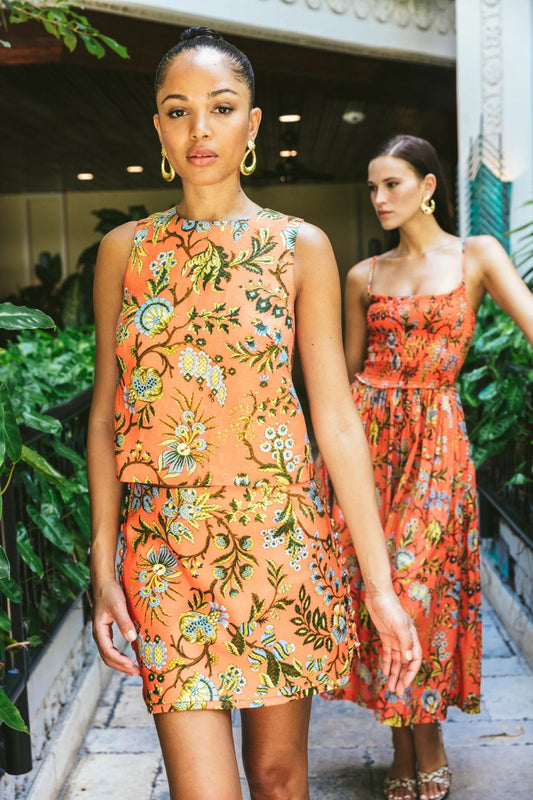 Roseland Skirt in Clover Orange