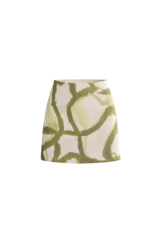Britt Mini Skirt in Seabreeze Ikat Green