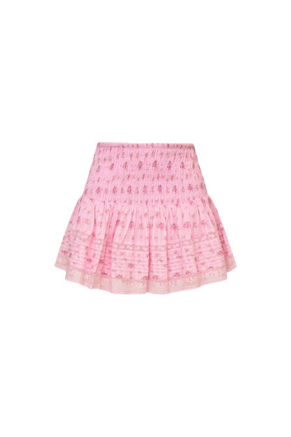 Elin Floral Cotton Voile Skirt in Raspberry Fields
