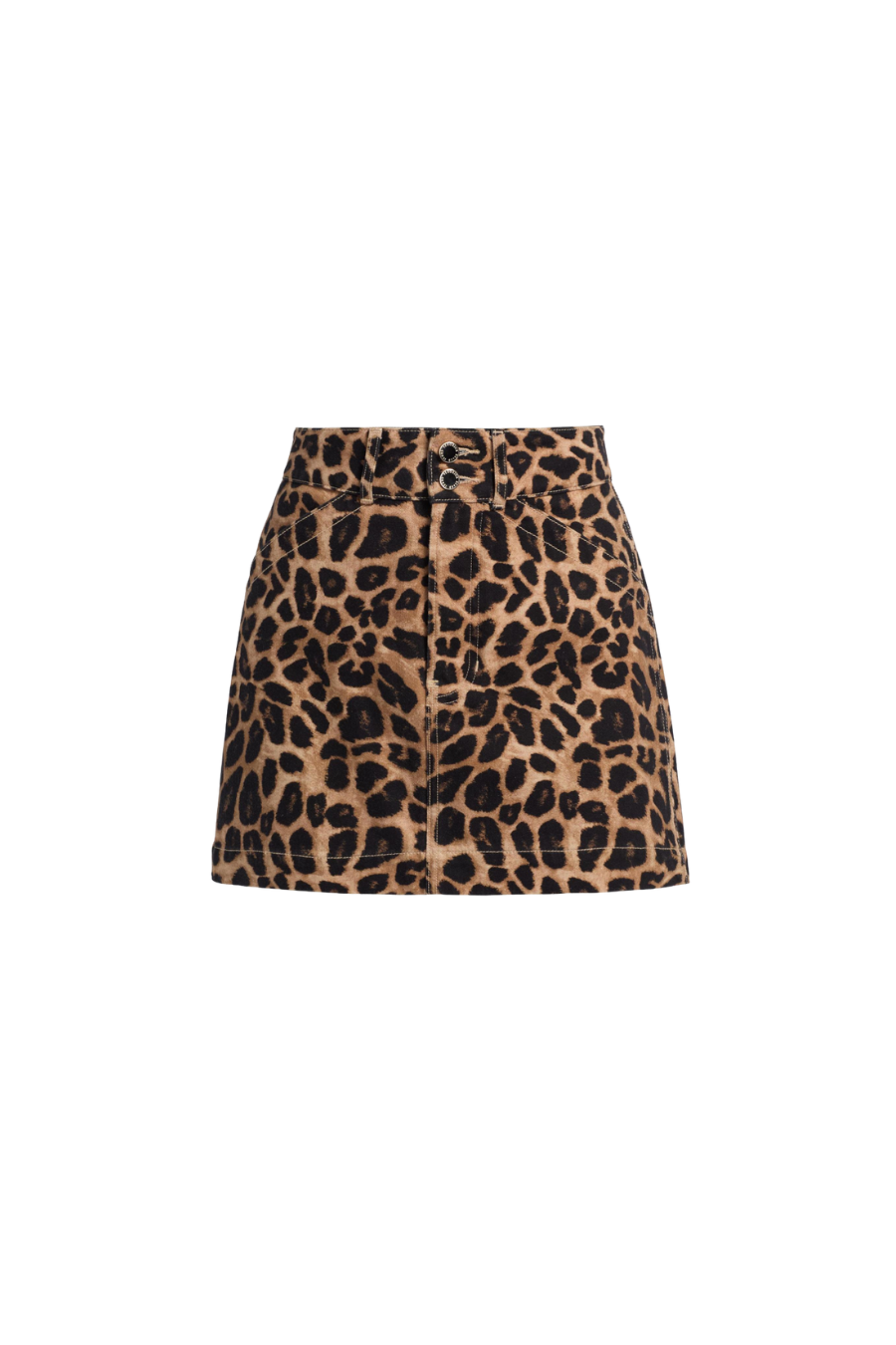 Chloe Leopard-Print Denim Miniskirt
