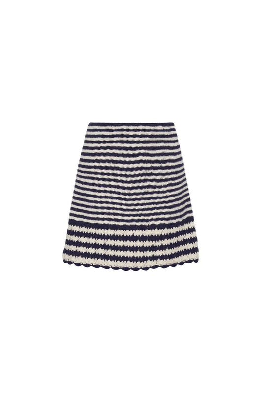 Tatum Crochet Mini Skirt in Ivory/Navy