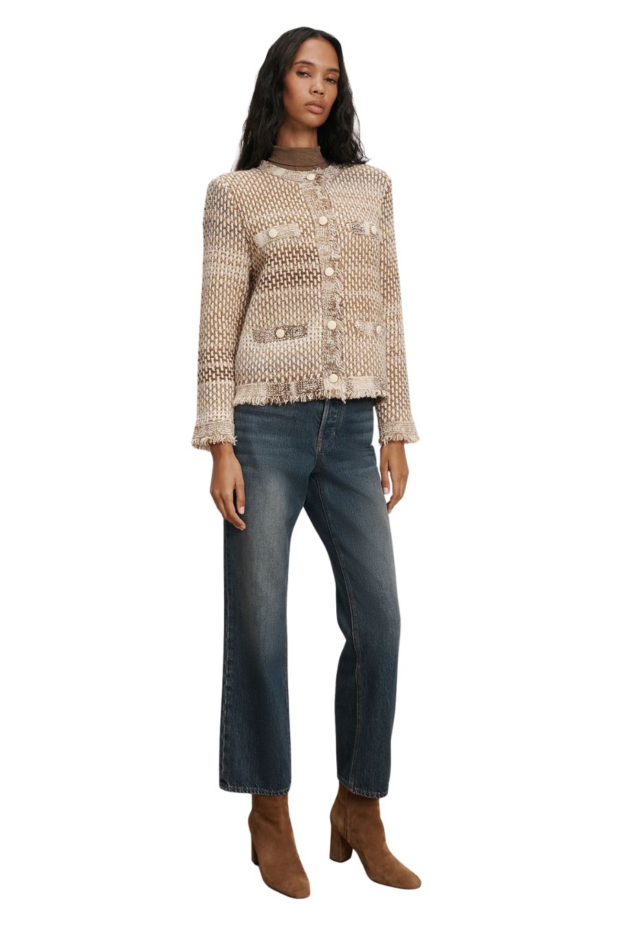 Sariyah Knit Jacket in Desert Khaki Multi