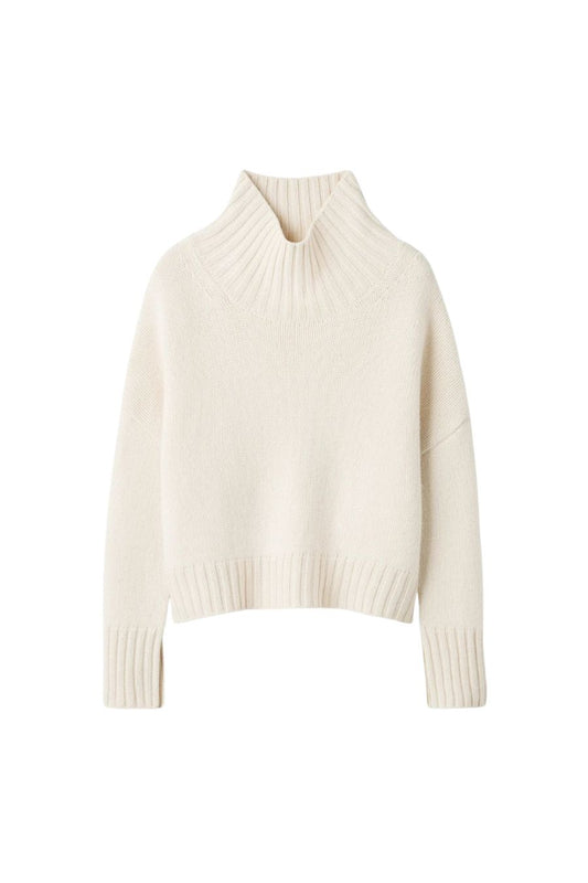 Girlfriend Turtleneck in Feather White