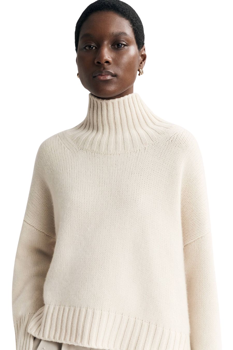 Girlfriend Turtleneck in Feather White